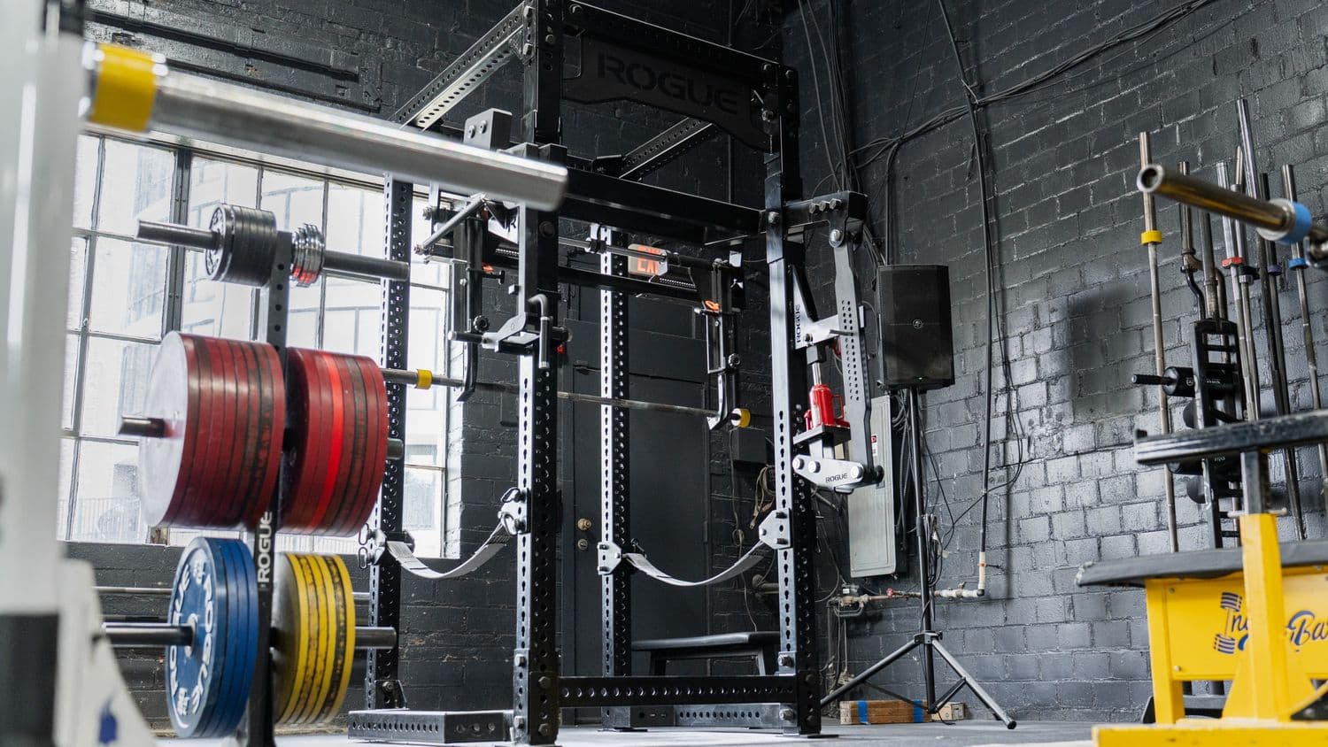 Strength training floor at Indy City Barbell, Indianapolis